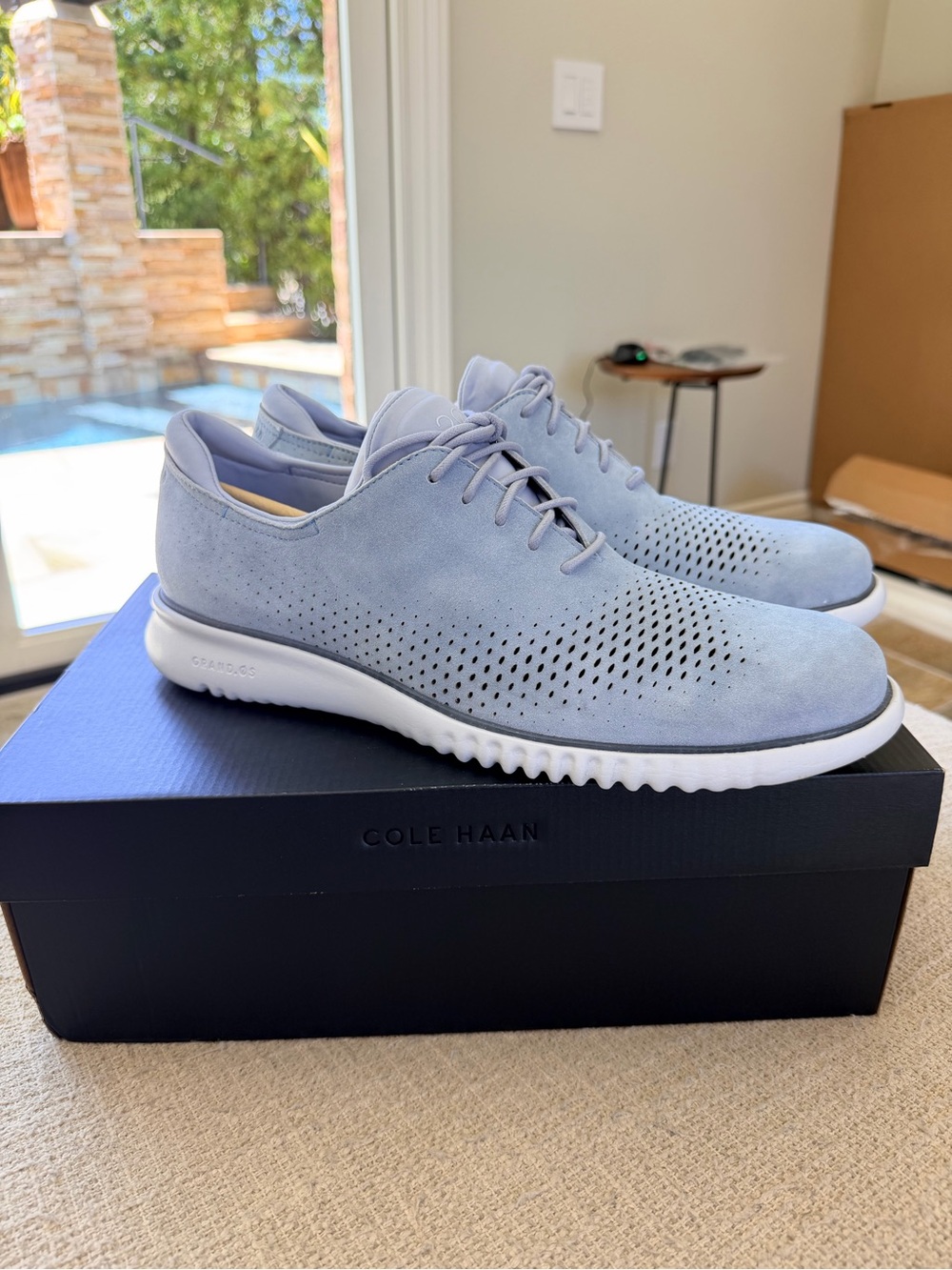 NEW Cole Haan Men Zerogrand 2 Laser Blue Suede Wingtip Oxford C29219 Size 13M